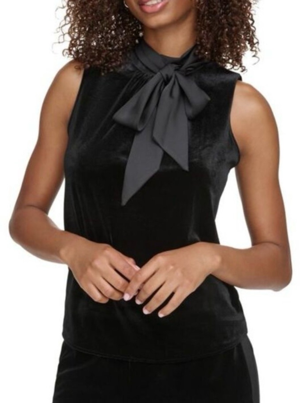 Karl Lagerfeld Velvet Tie Neck Halter Top Shirt - NWT Whimsygoth Minimalist